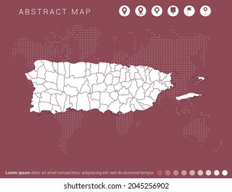 Abstract modern red map of Puerto Rico vector.