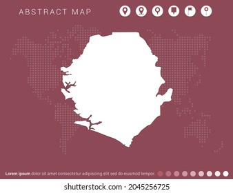 Abstract modern red map of Sierra Leone vector.