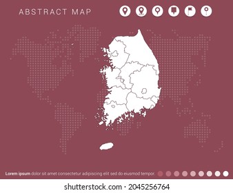 Abstract modern red map of South Korea vector.