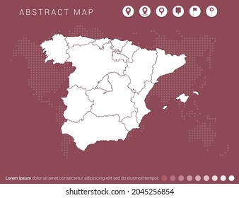 Abstract modern red map of Spain vector.