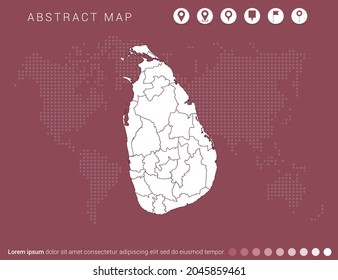 Abstract modern red map of Sri Lanka vector.