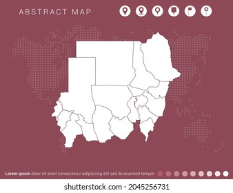 Abstract modern red map of Sudan vector.