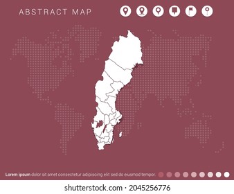 Abstract modern red map of Sweden vector.