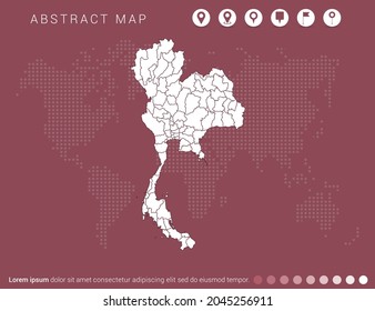 Resumen del mapa rojo moderno del vector tailandés.
