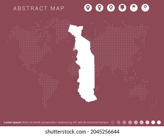 Resumen mapa rojo moderno del vector Togo.