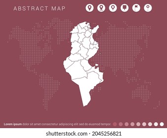 Abstract modern red map of Tunisia vector.