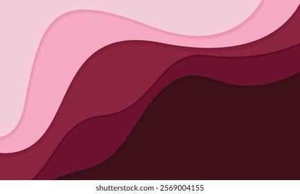 Abstract modern red and pink wave papercut style background suitable for desktop wallpaper, poster and banner design