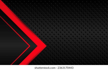 resplandeciente rojo abstracto con forma de flecha sobre fondo futurista metálico oscuro