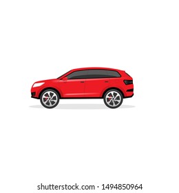 abstract modern red SUV car. Isolated on white background.flat design
