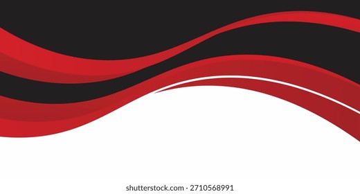 Las ondas rojas modernas Abstractas están fluyendo sobre fondo blanco y negro. elemento de curva de fondo de línea roja. Traje para el negocio, cubierta, cabecera, Fondo de pantalla, corporativo, eps10