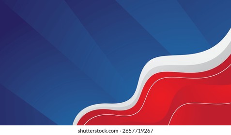 Forma de onda degradada roja y blanca moderna Abstractas sobre fondo azul
