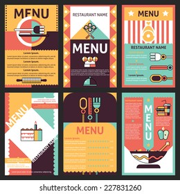 Abstract Modern Restaurant Menu List Designs Set With Decorative Cuisine Elements Isolated Vector Illustration