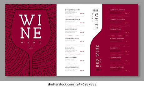 Abstractas y moderno diseño de la carta de vinos. Ilustración vectorial