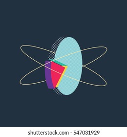 Abstract modern retro vector shape pie chart. Eps10 vector illustration.