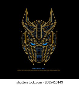 Abstract Modern Robot Head Line Art Vector