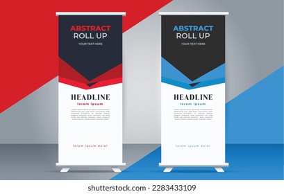 abstract modern roll up banner design template	
