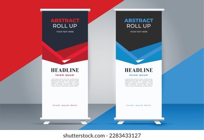 abstract modern roll up banner design template	
