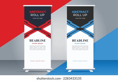 abstract modern roll up banner design template	
