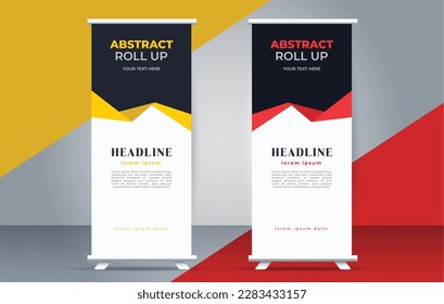 abstract modern roll up banner design template	
