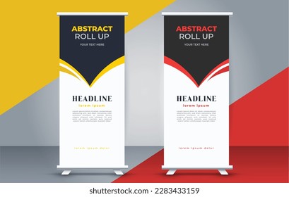 abstract modern roll up banner design template	
