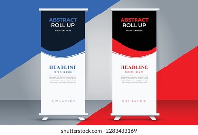abstract modern roll up banner design template	
