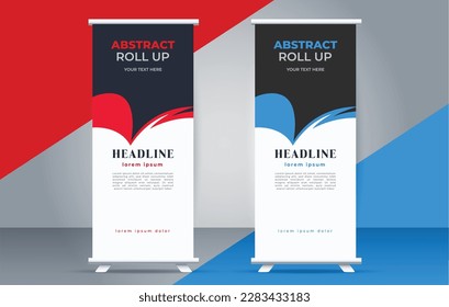 abstract modern roll up banner design template	

