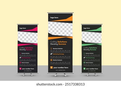 Abstrato e moderno rolo stand-up banner design modelo