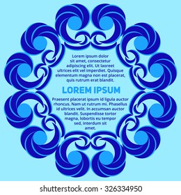 Abstract modern round frame with decorative elements of blue shades