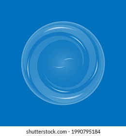Abstract modern round transparent shape on blue background. Vector image.