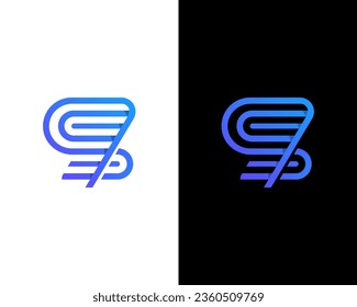 Abstract modern S with 7 icon monogram logo design vector