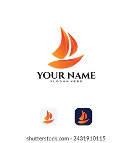 Abstract and modern Sailing Boat logo design in orange gradient style. Vector illustration