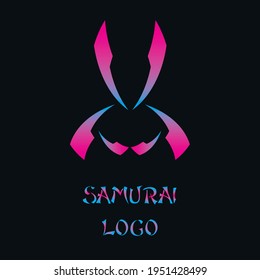 Abstract modern samurai logo with purple gradient and black background 