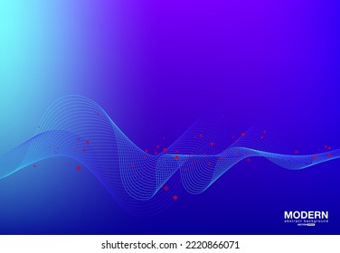 Abstract modern science or digital technology concept, flowing line, smooth particle wave, big data techno, design concept background and wallpaper, vector eps
