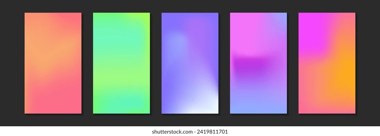 Abstract modern screen vector design for mobile app. Bright colorful gradient backgrounds for social media. Light color backdrops for ui. Blurred colored web interface vector templates.