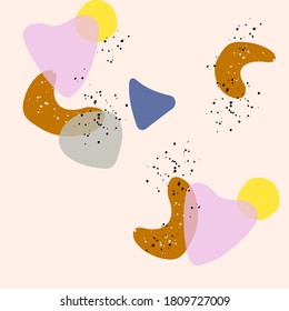 Resumen de un patrón moderno sin costuras. composición artística dibujada a mano. Elegante dibujo minimalista de garabatos. Formas coloridas aisladas sobre fondo blanco. fondo de pantalla moderno. Ilustración vectorial de moda