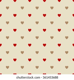 Abstract modern seamless pattern with brown and red hearts. Vector illustration. Stylish background. Texture cute  hearts symbol