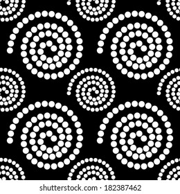 Abstract modern seamless pattern with circles in black and white. Geometric background. Endless print monochrome texture - vector