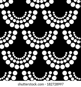 Abstract modern seamless pattern with circles in black and white. Geometric background. Endless print monochrome texture - vector