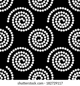 Abstract modern seamless pattern with circles in black and white. Geometric background. Endless print monochrome texture - vector