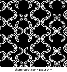 Abstract modern seamless pattern with circles in black and white. Geometric background. Endless print monochrome texture - vector