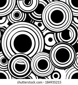 Abstract modern seamless pattern with circles in black and white. Geometric background. Endless print monochrome texture - vector 