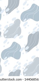 Abstract modern seamless pattern with color blots and wavy lines and dots on white background. Flat vector background for wallpapers, fabrics and your creativity