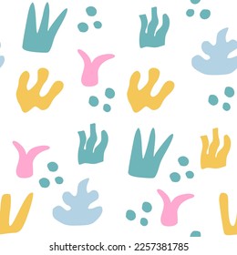 Abstract modern seamless pattern with color geometry shapes. Hand drawn different shapes texture. Modern doodle vector background with various shapes. Great for printing on textiles