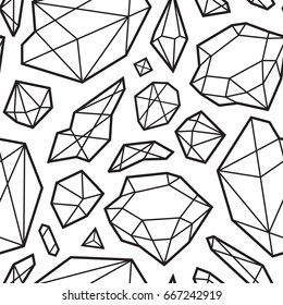 Abstract modern seamless pattern with diamond shapes, crystals, gems. Sacred geometry trendy hipster vector wrapping paper, wallpaper, web page background, surface texture, fabric print. 