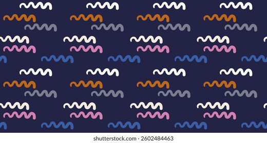 Abstract modern seamless pattern with doodle wavy lines. Hand drawn vector illustration. Creative repeatable wallpaper background