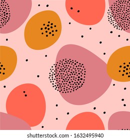 Abstract modern seamless pattern. Hand drawn conpemparary trendy background with shapes and lines. Digital paper vector design. Absctarct colorful illustartion