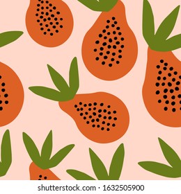 Abstract modern seamless pattern. Hand drawn conpemparary trendy background with shapes and lines. Digital paper vector design. Tropicl fruit illustration