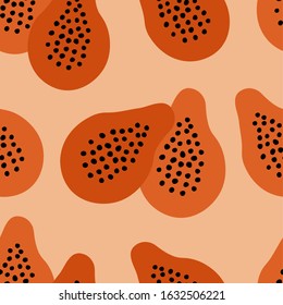 Abstract modern seamless pattern. Hand drawn conpemparary trendy background with shapes and lines. Digital paper vector design. Tropicl fruit illustration