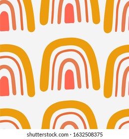 Abstract modern seamless pattern. Hand drawn conpemparary trendy background with shapes and lines. Digital paper vector design. Baby rainbow illustration. Hand drawn rainbows art
