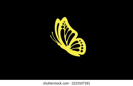 Resumen del diseño moderno y sin fisuras de los contornos monarca de mariposa sobre el fondo blanco para el diseño de la decoración. Elemento de diseño de cierre mariposa negra. Icono de vector de vista lateral